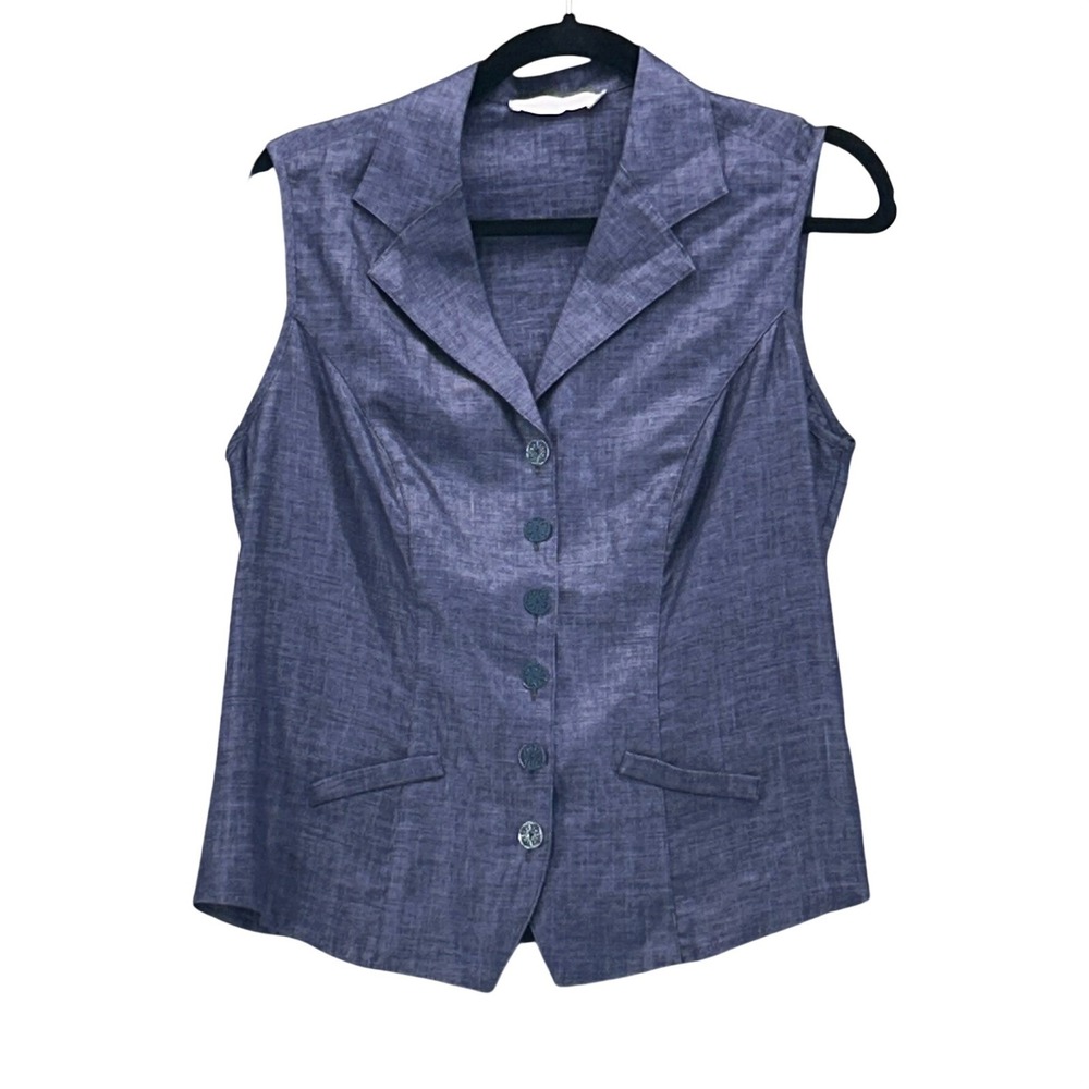 Anne Fontaine Linen Top Blue 42 Or 10